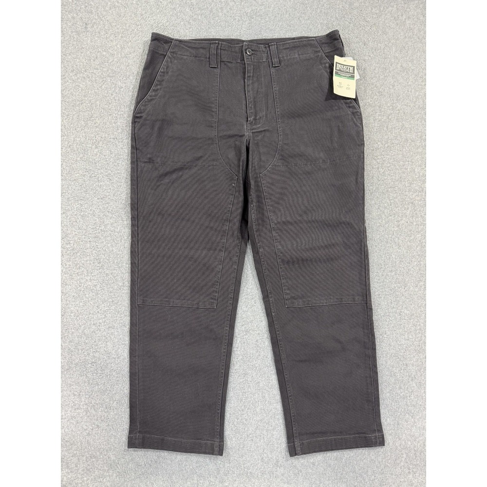 Duluth Flex Fire Hose Double Knee Mens 38x30 Relaxed Fit Gray Utility Work Pants